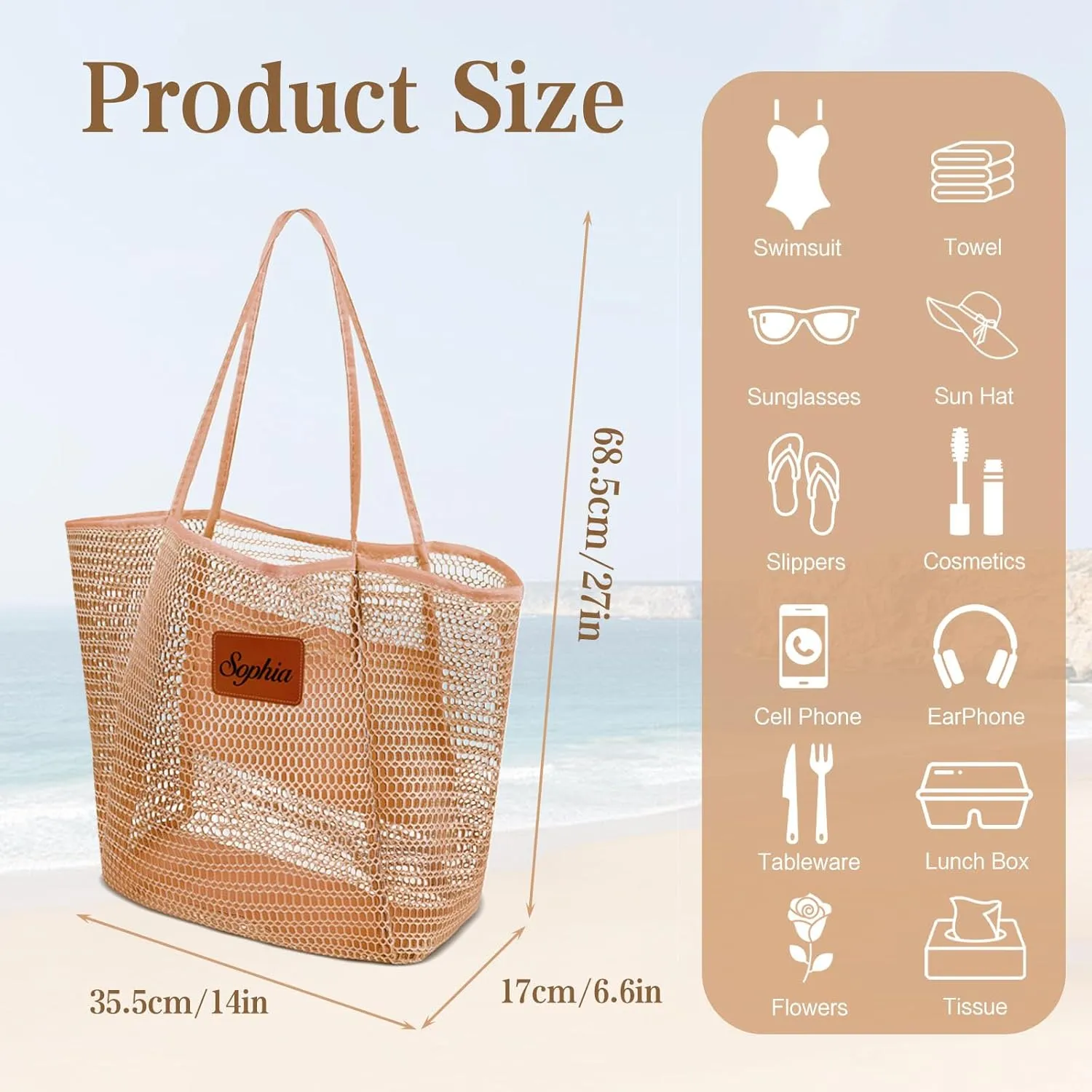 Personalized Beach Tote BagsVibrant Colors & Smart MeshCustom Bachelorette Trip Gifts for HerSummer Hobo Bag
