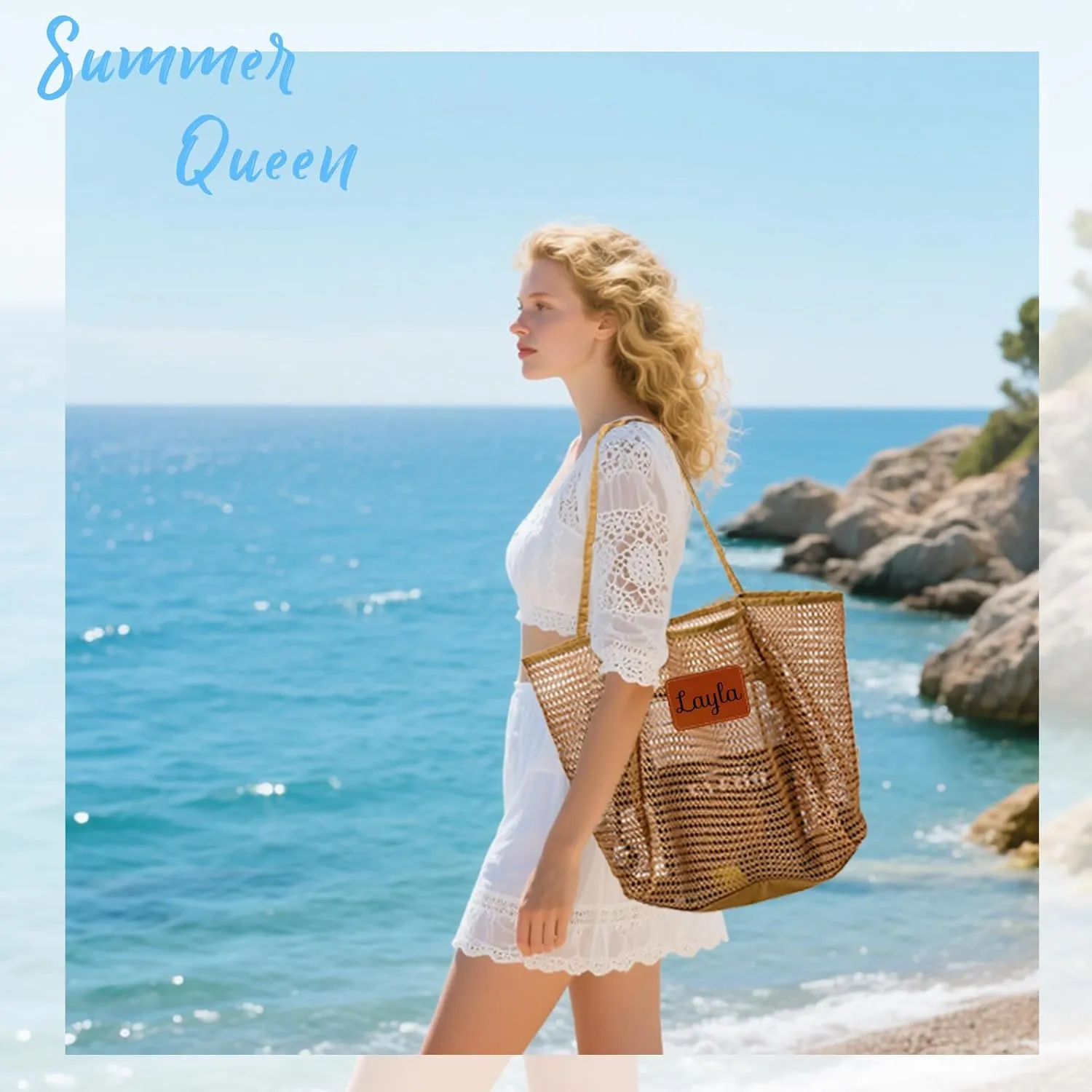 Personalized Beach Tote BagsVibrant Colors & Smart MeshCustom Bachelorette Trip Gifts for HerSummer Hobo Bag