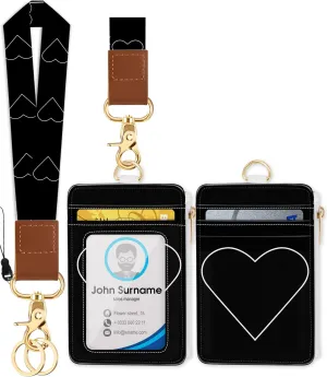 Plifal Lanyards for Keys Wristlet Keychain Wrist Lanyard Wallet for Women Wristlet Strap ID Wallet for Car Keys Black Heart Short Small Wrist Key Holder Key Chain Strap