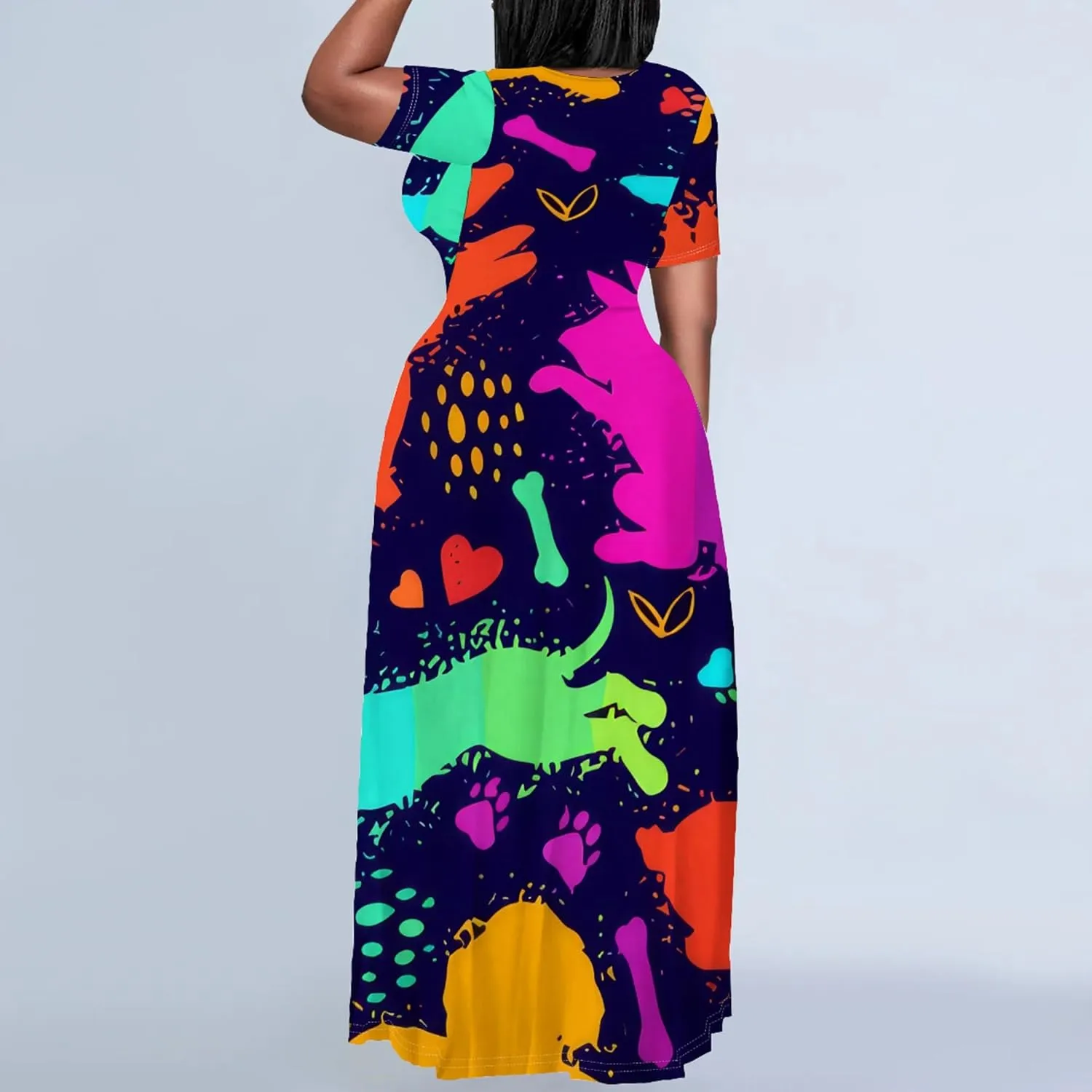 Plus Size Maxi Summer Dress 90 s Outfits for Women Neon Loose Cute Dress