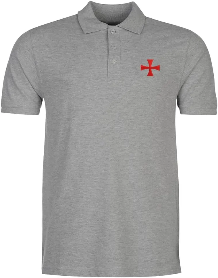 Polo Shirts for Men Knights Templar Cross Embroidered Short Sleeve Mens Polo Shirts