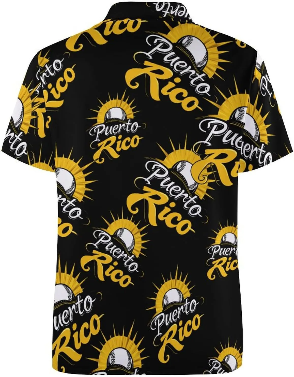 PR State Baseball Sunrise Mens Polo Shirts Quick Dry Short Sleeve T-shirts Slim Tennis Collared Tees Tops