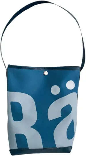 Qianly Womens Bucket Bag PU Leather Elegant Travel Tote for Working Shopping Dating, Blue