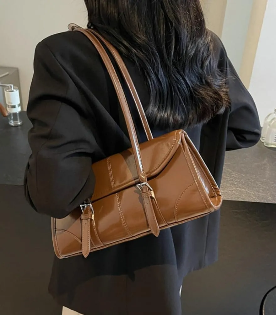 Retro Top Handle Bags for Women Leather Shoulder Tote Bag Underarm Handbags Designer Satchel Purse for Work Travel 2025