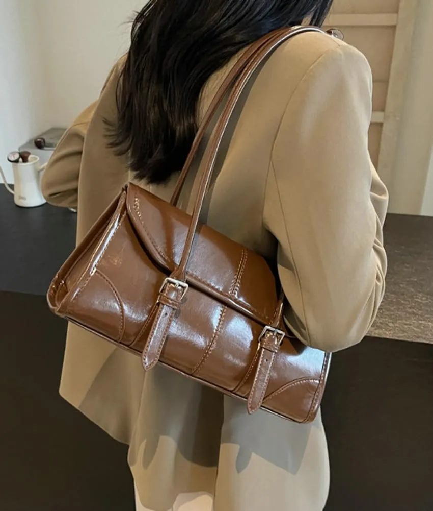 Retro Top Handle Bags for Women Leather Shoulder Tote Bag Underarm Handbags Designer Satchel Purse for Work Travel 2025