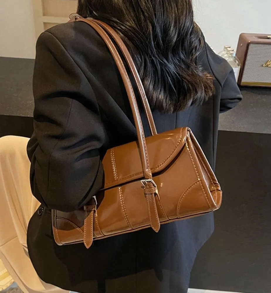 Retro Top Handle Bags for Women Leather Shoulder Tote Bag Underarm Handbags Designer Satchel Purse for Work Travel 2025
