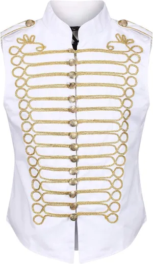 Ro Rox Steampunk Napoleon Sleeveless Military Drummer Parade Jackets for Themed Parties, Cosplay Events, Halloween