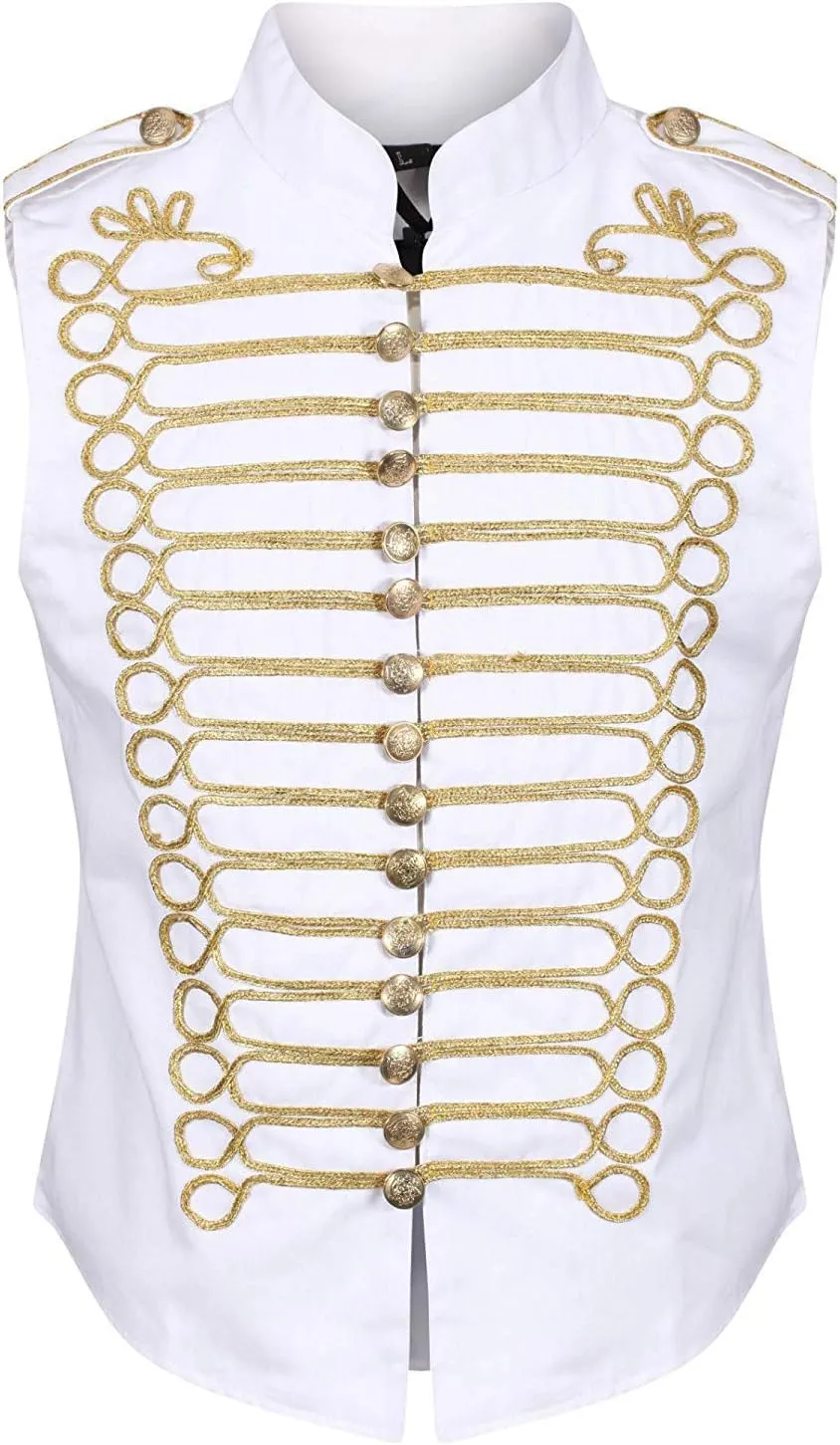 Ro Rox Steampunk Napoleon Sleeveless Military Drummer Parade Jackets for Themed Parties, Cosplay Events, Halloween