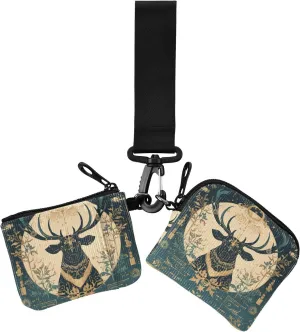 Saiga Black Gold Boho Style Dual Wristlet Wallets for Women Slim Detachable Card Organizer Purse with Keychain for Lady 2 Packs