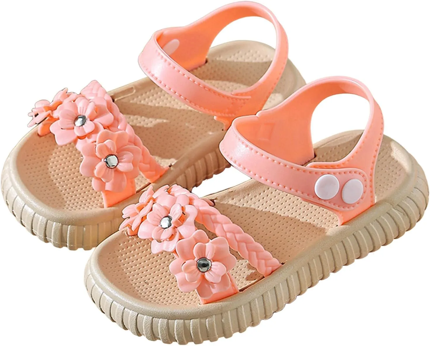 Sandals Baby Comfortable No Slip Summer Girls Fashion Sandals For Toddlers Soft Bottom Non Slip Outdoor Wear Flower Decorative Children's Shoes Adjustable Sporty Slides for The Beach and Pool