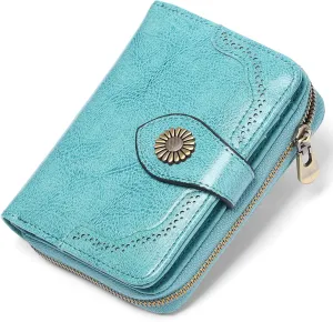 SENDEFN Small Womens Wallet Leather RFID Blocking with Multiple Card Slots and Zipper Coin Pocket