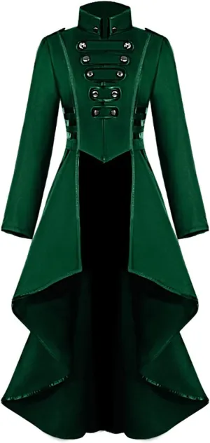 SIAEAMRG Renaissance Steampunk Tailcoat Halloween Costumes for Women, Victorian Medieval Pirate Vampire Gothic Jackets