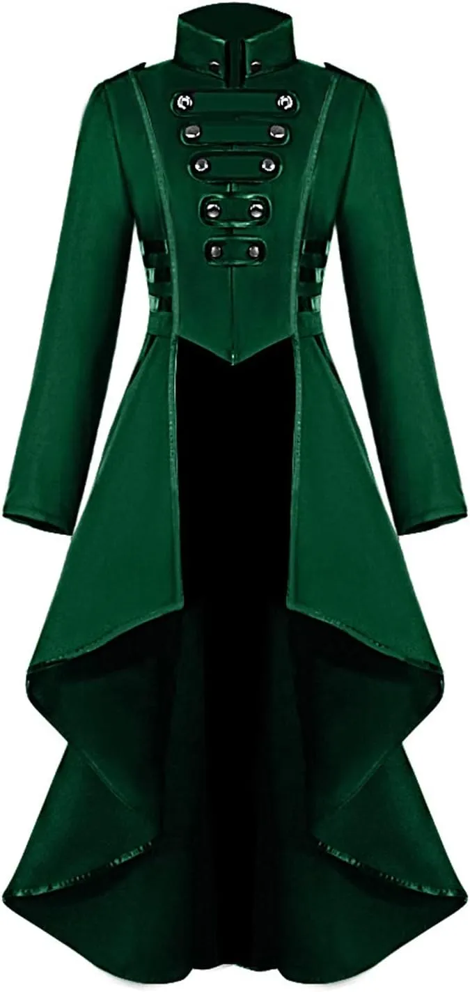 SIAEAMRG Renaissance Steampunk Tailcoat Halloween Costumes for Women, Victorian Medieval Pirate Vampire Gothic Jackets