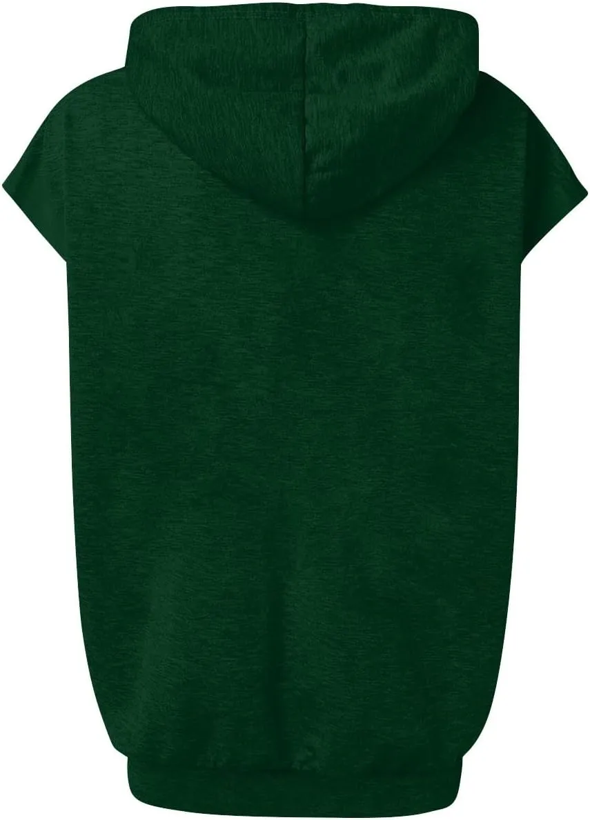 Sleeveless Hoodie Women Summer Hooded Tank Tops Lightweight Drawstring Pullover Sweatshirt Athletic T-Shirt