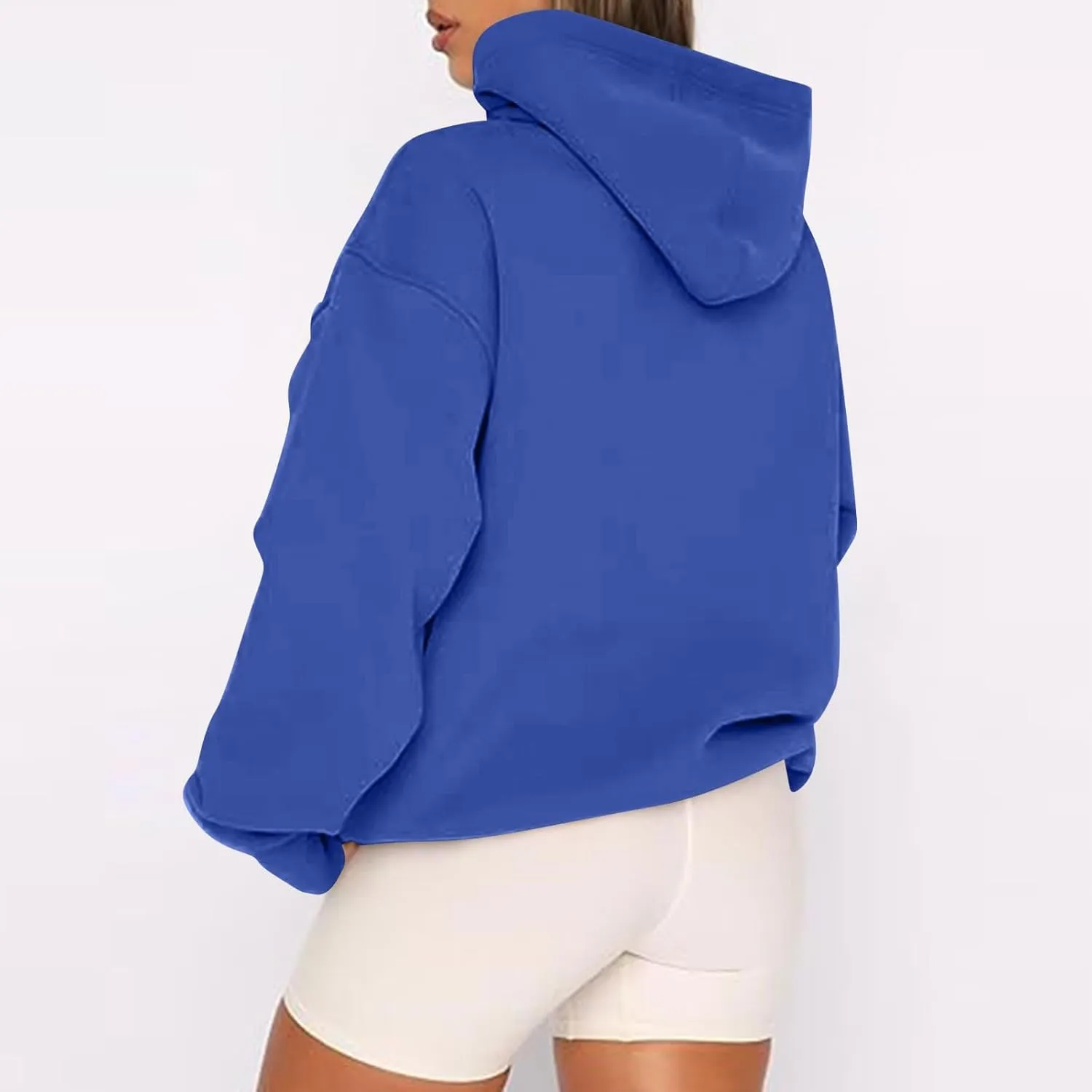 slqdgmryz Zip Up Hoodie Women Drawstring Oversized Sweatshirt Zipped Cute Hoodies Y2k Workout Fleece Jacket with Pockets