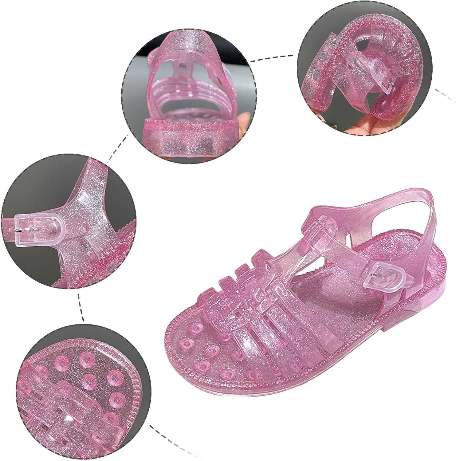 Soft Rubber Princess Flat Shoes Summer Girls Sandals Jelly Cloth Flower Fashion Children Open Toe Beach Shoes Girl Wedding Party for Toddler Big Kid