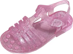 Soft Rubber Princess Flat Shoes Summer Girls Sandals Jelly Cloth Flower Fashion Children Open Toe Beach Shoes Girl Wedding Party for Toddler Big Kid