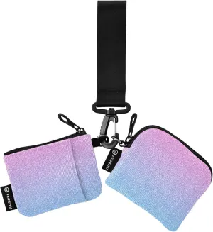 Sparkling Pink Blue Glitter Colorful Women's Wallets Card Cases Mini Fashion Identity Card Protector with Zipper Coin Pocket for Women Men 2 Packs