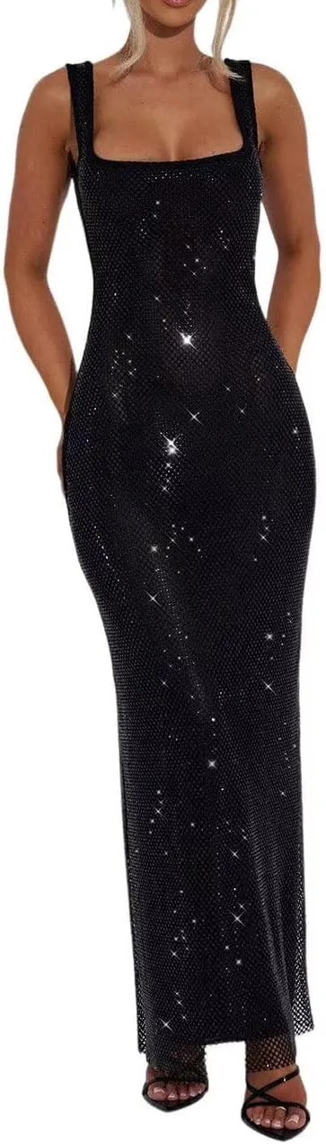 Sparkly Sequin Meramid Prom Dresses Spaghetti Straps Square Neck Tube Formal Evening Party Club Dress