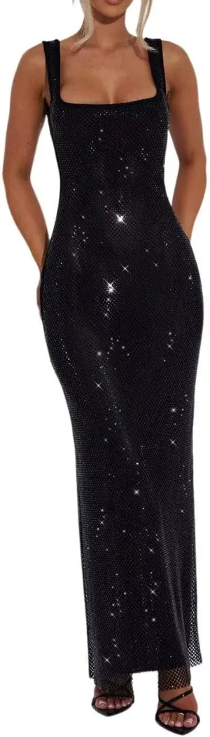 Sparkly Sequin Meramid Prom Dresses Spaghetti Straps Square Neck Tube Formal Evening Party Club Dress