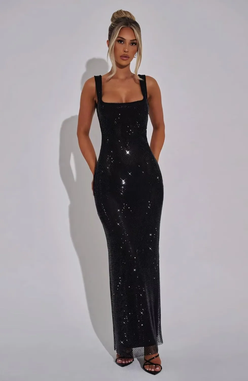 Sparkly Sequin Meramid Prom Dresses Spaghetti Straps Square Neck Tube Formal Evening Party Club Dress