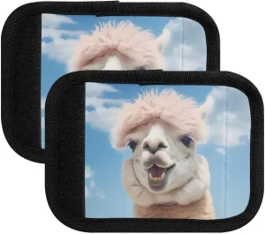 SPRIPORT Alpaca with Mouth 2 Pack Luggage Handle Wraps for Suitcase Identifier Luggage Makers Covers with ID Tag Luggage Bag Grip Protector Saddle for Handbag Shopping Bag Flying Airplane Travel