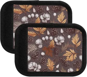 SPRIPORT Autumn Hand Painted Pine Tree 2 Pack Luggage Handle Wraps for Suitcase Identifier Luggage Makers Covers with ID Tag Luggage Bag Grip Protector Saddle for Flying Airplane Travel Handbag