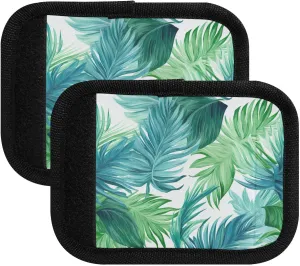 SPRIPORT Blue Banana Leaves 2 Pack Luggage Handle Wraps for Suitcase Identifier Luggage Makers Covers with ID Tag Luggage Bag Grip Protector Saddle for Travel Flying Airplane Shopping Bag Handbag