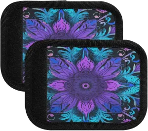 SPRIPORT Blue Purple Mandala Flower 2 Pack Luggage Handle Wraps for Suitcase Identifier Luggage Makers Covers with ID Tag Luggage Bag Grip Protector Saddle for Flying Airplane Travel Shopping Bag