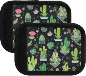 SPRIPORT Cactus Black 2 Pack Luggage Handle Wraps for Suitcase Identifier Luggage Makers Covers with ID Tag Luggage Bag Grip Protector Saddle for Travel Flying Airplane Shopping Bag Handbag Wallet