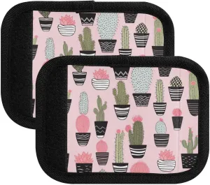 SPRIPORT Cactus Planter Pink 2 Pack Luggage Handle Wraps for Suitcase Identifier Luggage Makers Covers with ID Tag Luggage Bag Grip Protector Saddle for Travel Flying Airplane Handbag Shopping Bag