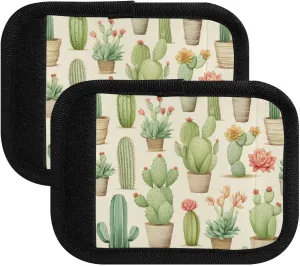 SPRIPORT Cactus Succulents Flowers 2 Pack Luggage Handle Wraps for Suitcase Identifier Luggage Makers Covers with ID Tag Luggage Bag Grip Protector Saddle for Handbag Flying Airplane Travel