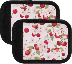 SPRIPORT Cherries Blossoms 2 Pack Luggage Handle Wraps for Suitcase Identifier Luggage Makers Covers with ID Tag Luggage Bag Grip Protector Saddle for Travel Flying Airplane Shopping Bag Handbag