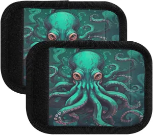 SPRIPORT Cool Octopus 2 Pack Luggage Handle Wraps for Suitcase Identifier Luggage Makers Covers with ID Tag Luggage Bag Grip Protector Saddle for Travel Flying Airplane Handbag Wallet Shopping Bag