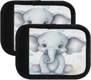 SPRIPORT Cute Baby Elephant 2 Pack Luggage Handle Wraps for Suitcase Identifier Luggage Makers Covers with ID Tag Luggage Bag Grip Protector Saddle for Flying Airplane Travel Shopping Bag Handbag