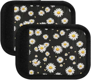 SPRIPORT Daisy Spring Leaves Floral 2 Pack Luggage Handle Wraps for Suitcase Identifier Luggage Makers Covers with ID Tag Luggage Bag Grip Protector Saddle for Shopping Bag Flying Airplane Travel