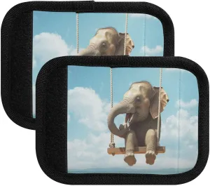 SPRIPORT Elephant Swings 2 Pack Luggage Handle Wraps for Suitcase Identifier Luggage Makers Covers with ID Tag Luggage Bag Grip Protector Saddle for Flying Airplane Travel Handbag Wallet Shopping Bag