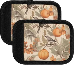 SPRIPORT Fall Pumpkins Birds 2 Pack Luggage Handle Wraps for Suitcase Identifier Luggage Makers Covers with ID Tag Luggage Bag Grip Protector Saddle for Handbag Shopping Bag Flying Airplane Travel