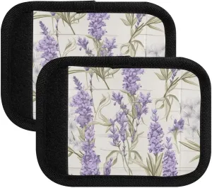 SPRIPORT Flowers Floral Purple Lavenders 2 Pack Luggage Handle Wraps for Suitcase Identifier Luggage Makers Covers with ID Tag Luggage Bag Grip Protector Saddle for Flying Airplane Travel Shopping