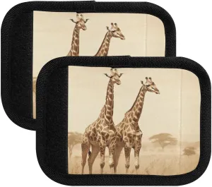 SPRIPORT Giraffes Plains 2 Pack Luggage Handle Wraps for Suitcase Identifier Luggage Makers Covers with ID Tag Luggage Bag Grip Protector Saddle for Travel Flying Airplane Handbag Wallet Shopping Bag