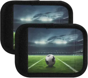 SPRIPORT Grass Soccer Ball 2 Pack Luggage Handle Wraps for Suitcase Identifier Luggage Makers Covers with ID Tag Luggage Bag Grip Protector Saddle for Travel Flying Airplane Shopping Bag Handbag