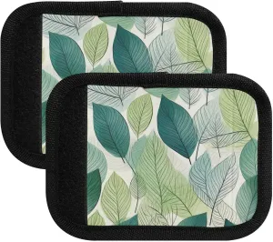 SPRIPORT Leaves Green Color 2 Pack Luggage Handle Wraps for Suitcase Identifier Luggage Makers Covers with ID Tag Luggage Bag Grip Protector Saddle for Flying Airplane Travel Shopping Bag Handbag