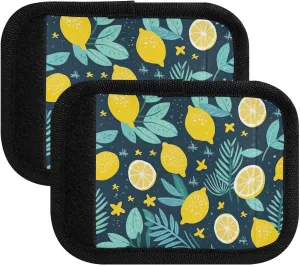 SPRIPORT Lemon Leaves 2 Pack Luggage Handle Wraps for Suitcase Identifier Luggage Makers Covers with ID Tag Luggage Bag Grip Protector Saddle for Travel Flying Airplane Shopping Bag Handbag Wallet