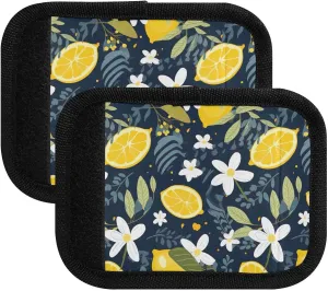 SPRIPORT Lemon Slices White Flowers 2 Pack Luggage Handle Wraps for Suitcase Identifier Luggage Makers Covers with ID Tag Luggage Bag Grip Protector Saddle for Travel Flying Airplane Handbag