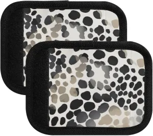 SPRIPORT Leopard Fashion Black 2 Pack Luggage Handle Wraps for Suitcase Identifier Luggage Makers Covers with ID Tag Luggage Bag Grip Protector Saddle for Shopping Bag Handbag Flying Airplane Travel