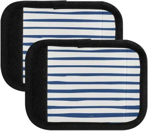 SPRIPORT Navy Blue Stripe 2 Pack Luggage Handle Wraps for Suitcase Identifier Luggage Makers Covers with ID Tag Handle Protective Cover for Travel Flying Airplane Handbag Wallet Shopping Bag
