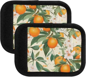 SPRIPORT Oranges Flowers 2 Pack Luggage Handle Wraps for Suitcase Identifier Luggage Makers Covers with ID Tag Luggage Bag Grip Protector Saddle for Handbag Wallet Shopping Bag Flying Airplane Travel