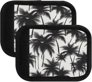 SPRIPORT Palm Tree Black 2 Pack Luggage Handle Wraps for Suitcase Identifier Luggage Makers Covers with ID Tag Luggage Bag Grip Protector Saddle for Flying Airplane Travel Handbag Wallet Shopping Bag