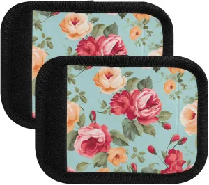 SPRIPORT Peony Rose Blue 2 Pack Luggage Handle Wraps for Suitcase Identifier Luggage Makers Covers with ID Tag Luggage Bag Grip Protector Saddle for Travel Flying Airplane Handbag Wallet Shopping Bag