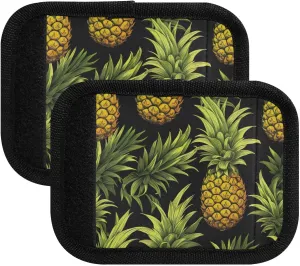 SPRIPORT Pineapple Black 2 Pack Luggage Handle Wraps for Suitcase Identifier Luggage Makers Covers with ID Tag Luggage Bag Grip Protector Saddle for Shopping Bag Handbag Wallet Flying Airplane Travel